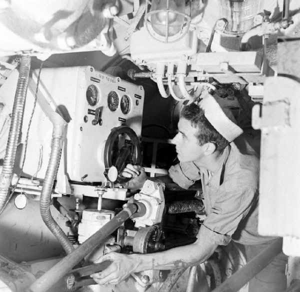 The gyro angle receiver (above the starboard torpedo tube) in U 234’s aft torpedo room